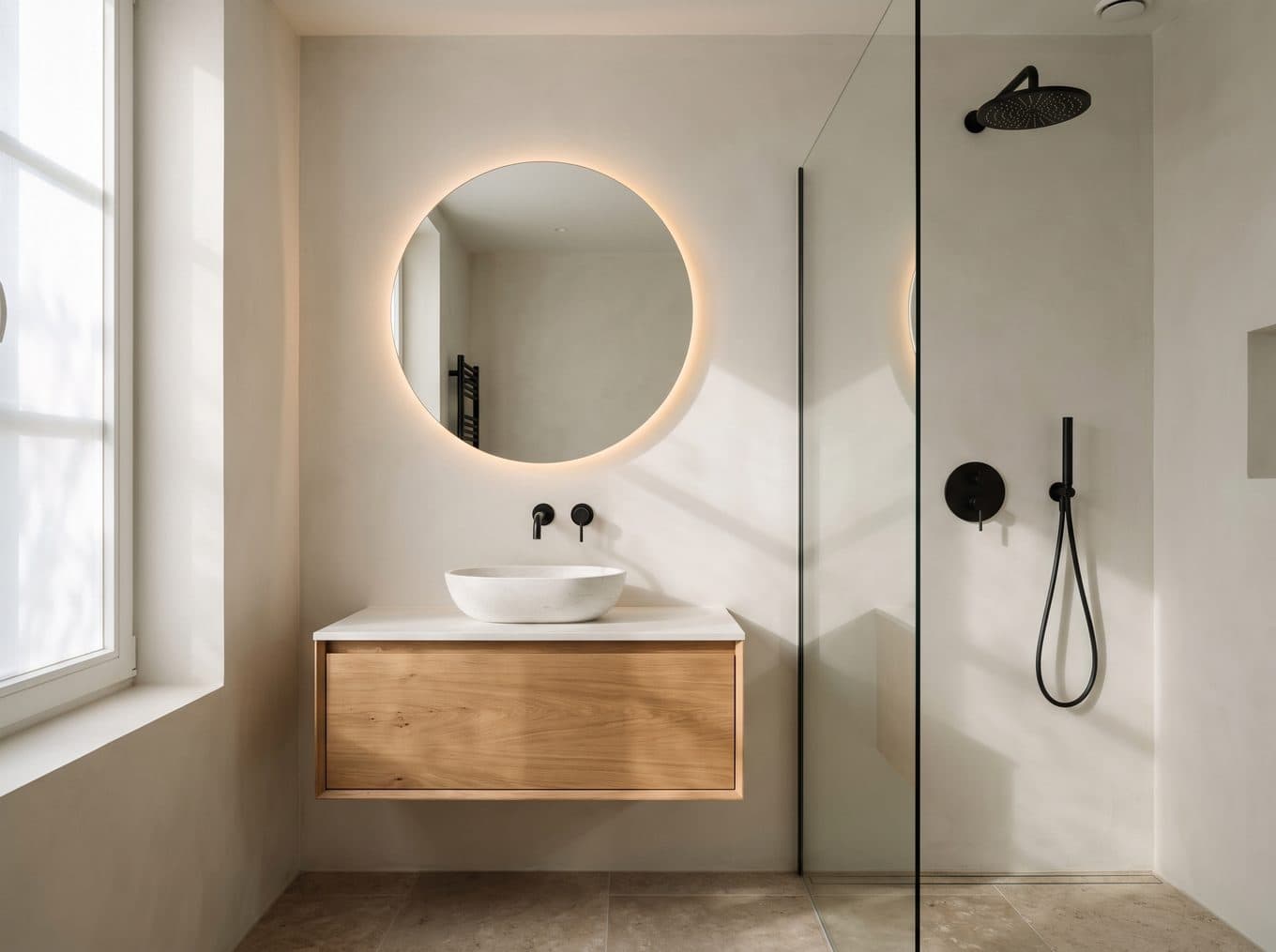 A completed bathroom renovation
