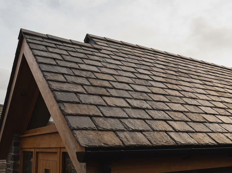 Pitched roof tiles on a residential property
